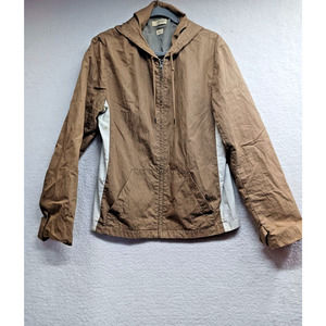 PROPR Men's Windbreaker Hooded Full Zip Jacket Size Large Beige USA